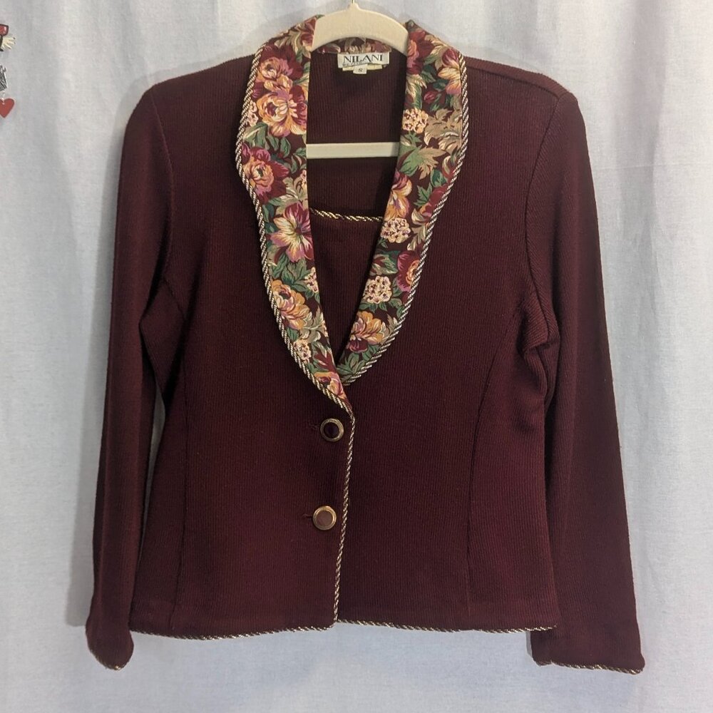 Vintage Nilani Petite Size Small Wine Colored Jacket/Top